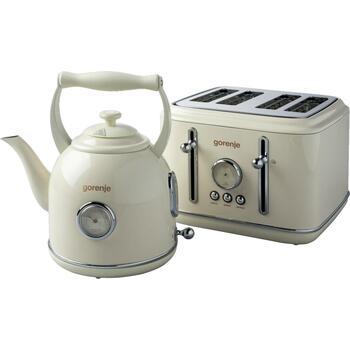 Gorenje Чайник K17CLIN, 2000 W, 1.7 L, Пластик/Металл, 360° вращающаяся база, Бежевый (K17CLIN)