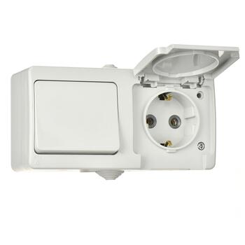 Elektriskais bloks 1 slēdzis 1 rozete IP54 ar sazemējumu 01071300-100181, GÜNSAN (01071300-100181)