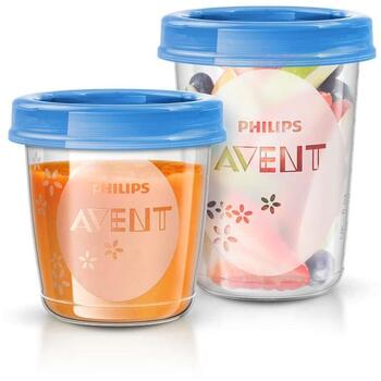 Philips Avent набор контейнеров для хранения пищи с ложкой SCF721/20, 10x180мл, 10x240мл, 20 крышек, 1 ложка, 6м+, герметичный (SCF721/20)