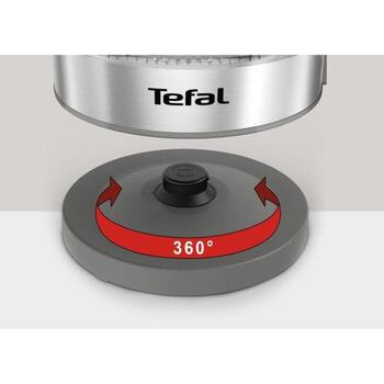 TEFAL чайник KI605B30, 2200W, 1.7L, стекло, 360° вращающаяся база, серый (KI605B30)