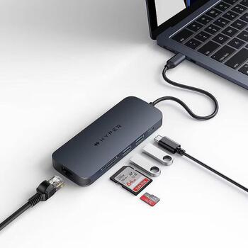 Hyper док-станция HyperDrive Next HD4004GL, 140W, 8 портов, USB-C 3.2 Gen 2, Thunderbolt 3, Thunderbolt 4, HDMI, RJ-45 (HD4004GL)
