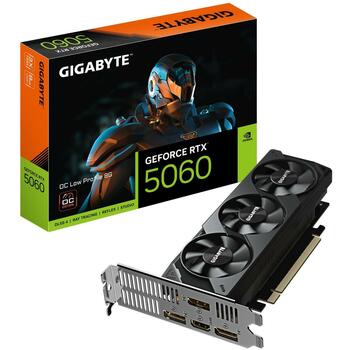 Gigabyte Видеокарта GV-N5060OC-8GL 8GB GDDR7, 128 бит, PCI-E 5.0, 2512 МГц, 3 x DisplayPort, 1 x HDMI, 4 дисплея (GV-N5060OC-8GL)