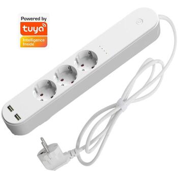 Denver Умная розетка SHP-310U, AC250V, 16A, 3680W, 2xUSB 5V 2.4A, Wi-Fi 2.4GHz, белый цвет (SHP-310U)