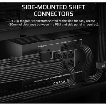 Corsair RM850x SHIFT CP-9020299-EU, 850W, ATX barošanas bloks, pilnībā modulārs, 140mm ventilators, Cybenetics Gold (CP-9020299-EU)