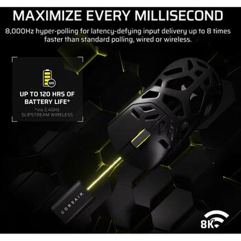 Corsair SABRE V2 PRO CH-931G100-WW spēļu pele, 33000 dpi, 2.4 GHz, Bluetooth, USB-C, optiskā, 5 pogas, melna (CH-931G100-WW)