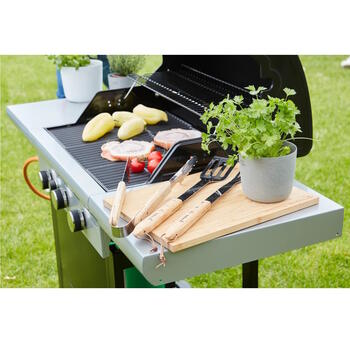 Barbecook Spring 3112 газовый гриль для готовки на улице 3 горелки 11.4кВт чугунные решетки термометр шкаф для хранения 115x55x133см BC-GAS-2002 (BC-GAS-2002)