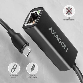 Axagon USB адаптер ADE-ARC, 1 x RJ-45, 10/100/1000 Mbit/s, Realtek RTL8153, питание от USB, Plug and Play, черный (ADE-ARC)