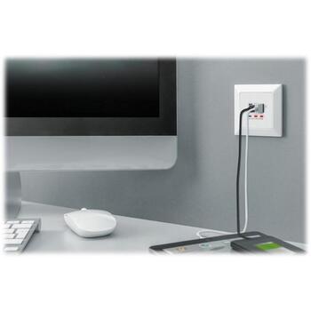 Digitus умная розетка DA-70618, 2x USB-A, 1x USB-C, 5V, 3.1A, 250VAC, 50Hz, RAL 9003, защита от перегрузки (DA-70618)