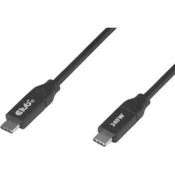Club3D USB-C strāvas kabelis CAC-2506, 2m, 240W, USB-C uz USB-C, USB PD 3.1 EPR, 48V/5A, E-Marker, datu pārraides bloķētājs, melns (CAC-2506)