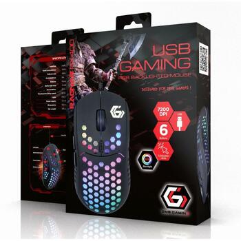 Gembird USB оптическая игровая мышь MUSG-RAGNAR-RX400, 10000 DPI, 6 кнопок, эргономичный дизайн, RGB подсветка (MUSG-RAGNAR-RX400)