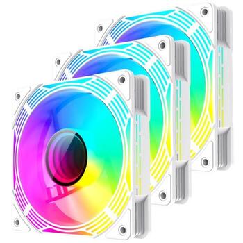 Gamemax Korpusa ventilators KF300 WH, 120mm, 31.21 dBA, 44.35 cfm, 800-1600 rpm, PWM atbalsts, ARGB ventilators (KF300 WH)
