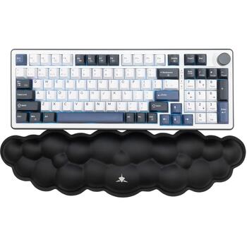White Shark CUMULUS-B, tastatūras plaukstas balsts, 430x110mm, 25mm, melna, šūnu gumija, atmiņas putas, neslīdoša virsma (CUMULUS-B)
