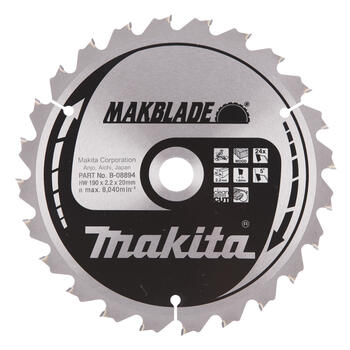 T.C.T. Zāģripa MAKBLADE 190X2.2X20mm 5° T24, B-08894 MAKITA (B-08894)