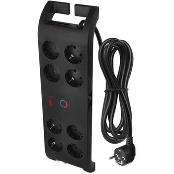 Emos Защита от перенапряжения P54252, 3 м, 1800 Дж, 8 × 2P + PE, 3680 Вт, 16 А, EMI/RFI фильтр, защита от детей (P54252)