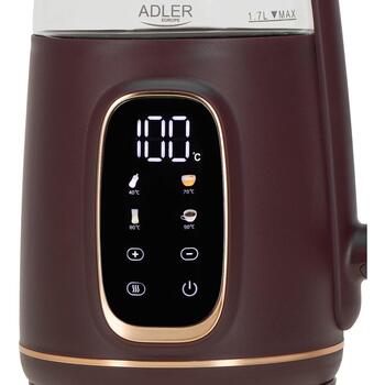 Adler Электрический чайник AD 1305bu, 2200 W, 1.7 L, Пластик, 360° поворотная база, Бордовый (AD 1305bu)