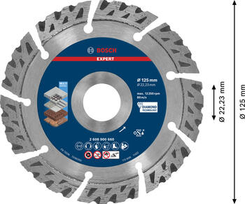 Dimanta griešanas disks EXPERT MULTI MATERIAL, ilgmūžīgs, 125 mm, 2608900660, BOSCH (2608900660)