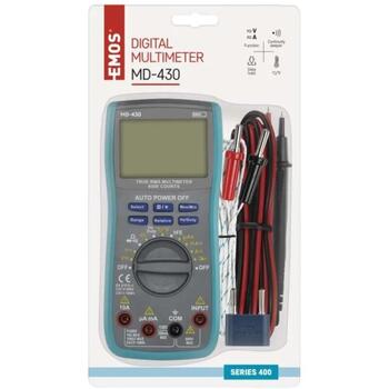 Emos Мультиметр MD-430 M0430, 35×90×190mm, 600µA–10A AC/DC, 600mV–750V AC, 600mV–1000V DC, 600Ω–60MΩ, 5 3/4 цифр (M0430)