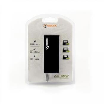 Sbox adapteris portatīvajiem datoriem AS-65, 65 W, 100-240 V, 19 V / 3,42 A, > 86%, apaļa 4 x 1,35 (AS-65)