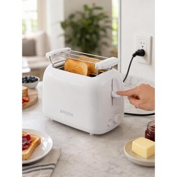 Brock BT 1008 WH Tosteris, 750W, 2 šķēles, balts, regulējams līmenis, automātiska izslēgšanās (BT 1008 WH)