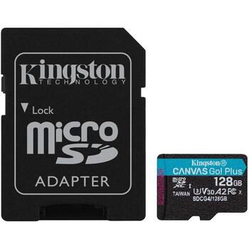 Kingston Kārta SDCG4/128GB, 128 GB, 200 MB/s, A2, U3, V30, SD adapteris, exFAT, UHS-I, Class 10 (SDCG4/128GB)