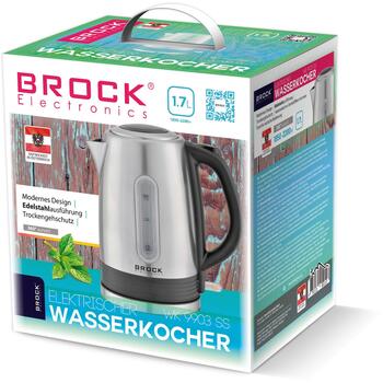 Brock WK 9903 SS электрический чайник, 1.7 л, 2200 Вт, 220-240 В, нержавеющая сталь, 360° подставка (WK 9903 SS)