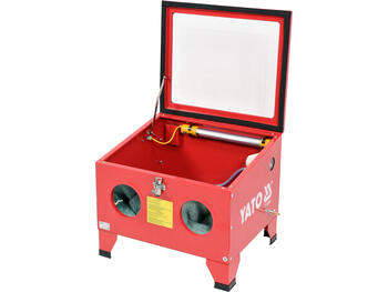 Yato smilšu strūklas kabīne YT-55840, 90 l, 0.27-0.82 MPa, 424-707 l/min, 230 V, 8 W, 50 Hz, 12 V, 667 mA, 6.5 l, 4 sprauslas (YT-55840)