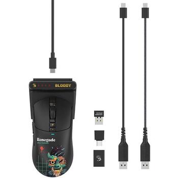 A4Tech Игровая мышь A4TMYS47746, 8 кнопок, 1.8м, 300 мАч, USB-C, 1000 Гц, 50-20000 CPI, RF 2.4 ГГц, черная (A4TMYS47746)