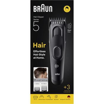 Braun машинка для стрижки волос HC5530 Series 5, беспроводная, 17 ступеней длины, 3-35 мм, 50 мин, NiMH аккумулятор (HC5530)