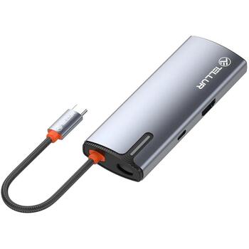 Tellur USB-C хаб TLL321061, 5V/3A, 15V/3A, 20V/5A, 20V/5A PD3.0 100W, 4K 30Hz, 5 портов (TLL321061)