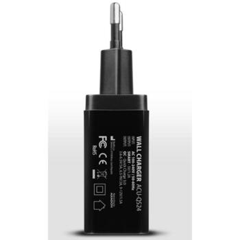 Axagon зарядное устройство ACU-QS24 24W, 2x USB QC3.0, 5V-1.2A, 100-240V, черный, защита питания (ACU-QS24)