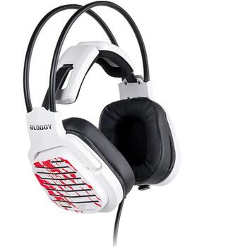 A4Tech Наушники A4TSLU47749, 643g, Белый, 105dB±3, Проводные, 16Ω, 2m, Закрытые, Виртуальный 7.1, Оголовье, 20Hz-20KHz (A4TSLU47749)