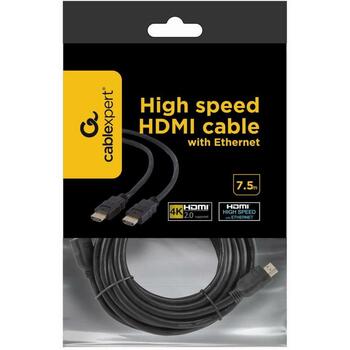 Gembird HDMI кабель 7.5M CC-HDMI4-7.5M 4K UHD 60Hz, 2 x HDMI Type A, черный (CC-HDMI4-7.5M)