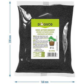 Bioogrod Aktivēta kokosriekstu ogle augiem 749902, 0.9 L, 0.6-2.36 mm, substrāta uzlabotājs, pret pelējumu un puvi (749902)