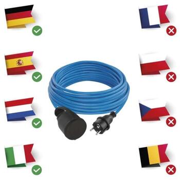 Emos Удлинитель P01510W, 10 м, синий, 250 В, 16 А, 1 розетка, IP44, PVC, защита от детей (P01510W)
