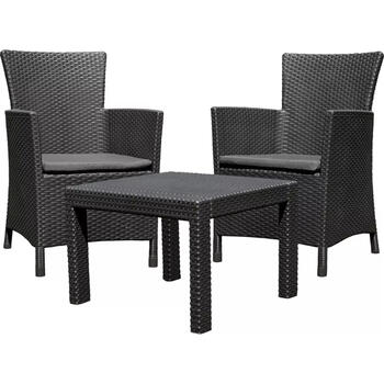 Keter Rosario Balcony Set 29200030939, 2 кресла 60x62x89см, стол 59x59x43см, полипропилен, серый (29200030939)