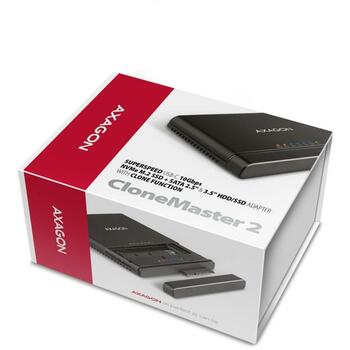 Axagon SSD адаптер ADSA-CC USB-C 10Gbps, M.2 NVMe, SATA, 0.1м, блок питания, USB-C кабель (ADSA-CC)