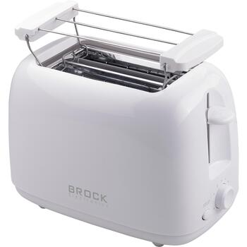Brock BT 1008 WH Tosteris, 750W, 2 šķēles, balts, regulējams līmenis, automātiska izslēgšanās (BT 1008 WH)