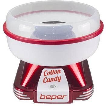 Beper P101CUD250 Аппарат для сахарной ваты, 500 Вт, 30 см, белый/красный, съемные защитные экраны, ложка (P101CUD250)