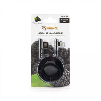 Sbox USB кабель USB-8P-90, 1,5 м, 480 Мбит/с, черный, совместим с 5-8, mini, Air, Pro, touch (USB-8P-90)
