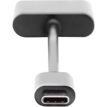 Digitus USB-C adapteris AK-300400-002-S, 20cm, 5A, USB 3.1 Gen 2, 3,5mm stereo, USB-C vīriešu uz USB-C sieviešu, melns (AK-300400-002-S)