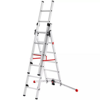 Hailo S100 ProfiLOT 039306507, kombinējamās kāpnes, alumīnijs, 2x6+1x5 pakāpieni, 150kg, 470cm, LOT sistēma (039306507)