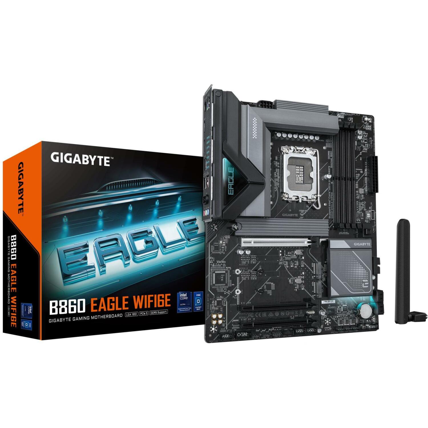 Gigabyte Mātesplate B860 EAGLE WIFI6E 1.0, 12+1+2+1 fāzes, 4xDIMM DDR5, 2xPCIe 4.0 M.2, 2.5GbE LAN, WIFI 6E, USB 3.2 Gen 2x2 (B860 EAGLE WIFI6E 1.0)