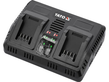 Yato akumulatoru lādētājs YT-828499, 18V d.c., 2x2.4A, Li-Ion, 200-240V a.c., 50/60Hz, uzlādes līmeņa indikators (YT-828499)