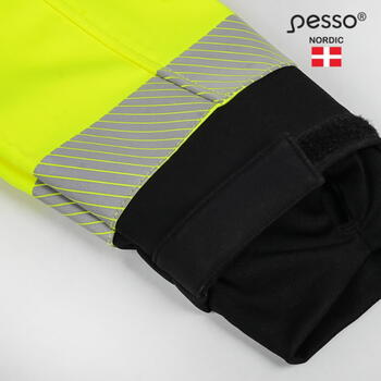 Pesso Hi-vis softshell jaka Palermo PALERMOGL, L, dzeltena/melna, 8000mm, 5000g/m²/24h, EN ISO 471:2013 2. kl. (PALERMOGL)