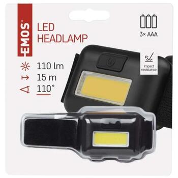 Emos налобный фонарь P3537, 110 lm, 15 m, 3x AAA, 3 режима, 20-40 ч работы, ударопрочный (P3537)