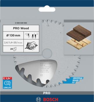 Ripzāģa disks 130x16mm Optiline Wood, Rokas ripzāģiem PRO WOOD RIPZĀĢA ASMENS, 2608640582, BOSCH (2608640582)