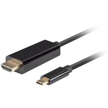 Lanberg USB-C uz HDMI kabelis CA-CMHD-10CU-0010-BK, 1 m, 3840 x 2160, 18 Gbit/s, melns (CA-CMHD-10CU-0010-BK)