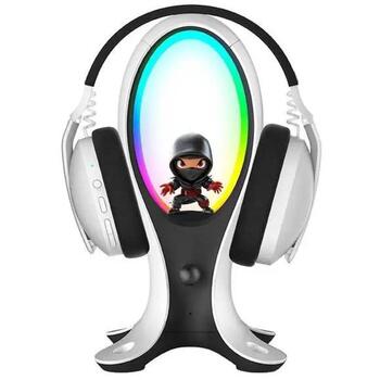 Subsonic SA5682 Electra 4-in-1 austiņu statīvs, 2xUSB-A, 1xUSB-C, RGB LED, galda lampa, figūriņu displejs (SA5682)