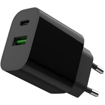 Gembird Зарядное устройство TA-UC-PDQC20-01-BK 20 Вт, 1 порт Type-C, 1 порт Type-A, Универсальное, Внутреннее, AC, Черный (TA-UC-PDQC20-01-BK)