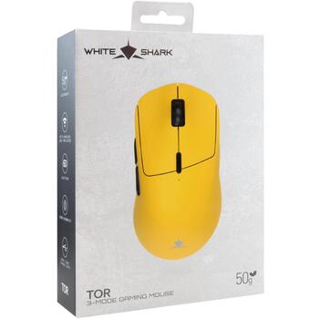 White Shark игровая мышь TOR WGM-5024 TOR-Y, желтая, 6200-12000 DPI, 1000 Hz, 300 IPS, 35 G, 8000 fps, 6 кнопок, 300 mAh, 1.5 м (TOR-Y)